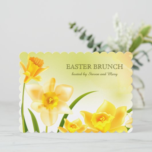 Spring Daffodils Custom Pasen Brunch Kaart (Staand voorkant)