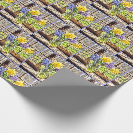 Spring Daffodils en Hyacint Boeket Cadeaupapier (Hoek)