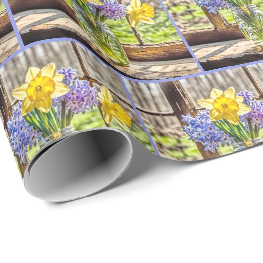 Spring Daffodils en Hyacint Boeket Cadeaupapier (Rol Hoek)