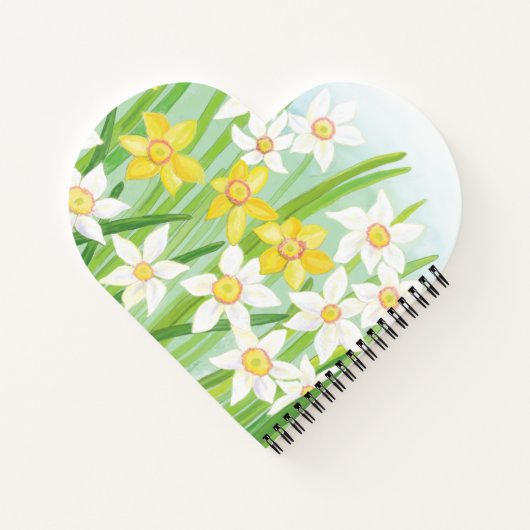 Spring Daffodils Heart Shaped Notitieboek (Achterkant)