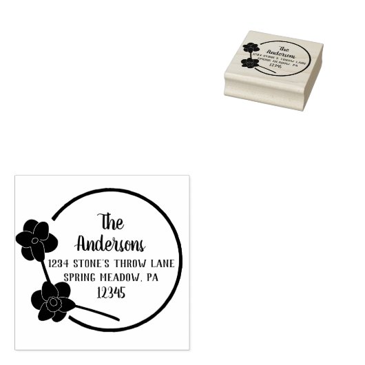 Spring Daffodils Ronde Vorm Retouradres Rubberstempel (Gestempeld)