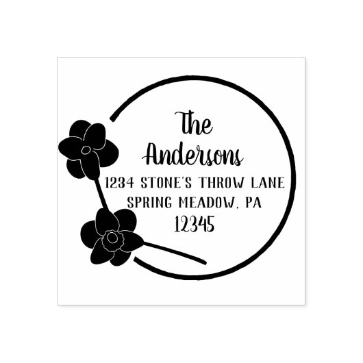 Spring Daffodils Ronde Vorm Retouradres Rubberstempel (Afrduk)