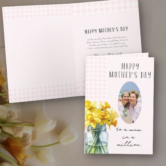 Spring Daffodils Verticale foto Roze Moederdag Feestdagen Kaart