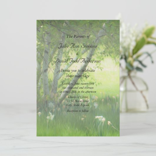 Spring Daffodils Wedding Kaart (Staand voorkant)