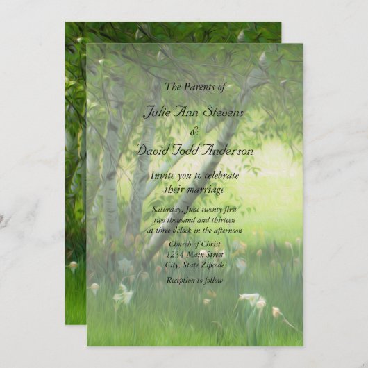 Spring Daffodils Wedding Kaart (Voorkant / Achterkant)