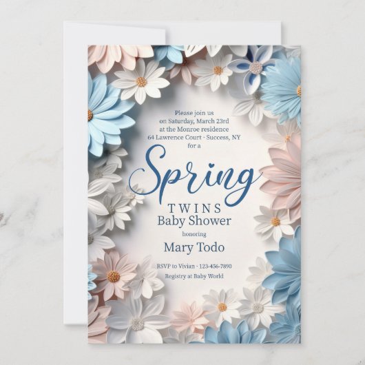 Spring Daisies Baby Shower Invitation Kaart (Voorkant)