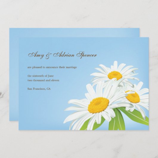 Spring Daisies Bruiloft Aankondiging Kaart (Voorkant / Achterkant)
