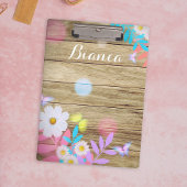 Spring Daisies Foliage and Butterflies on Wood Klembord