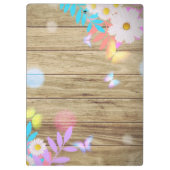 Spring Daisies Foliage and Butterflies on Wood Klembord (Achterkant)