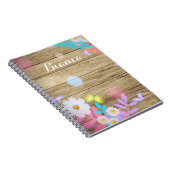 Spring Daisies Foliage and Butterflies on Wood Notitieboek (Rechterzijde)