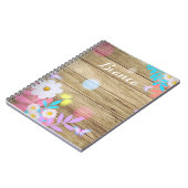 Spring Daisies Foliage and Butterflies on Wood Notitieboek (Linkerzijde)