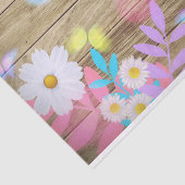Spring Daisies Foliage and Butterflies on Wood Tissuepapier (Detail)