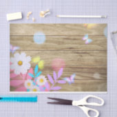 Spring Daisies Foliage and Butterflies on Wood Tissuepapier (Craft)