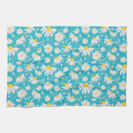 Spring Daisies - Helderblauw Theedoek