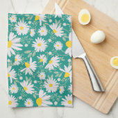 Spring Daisies - Heldergroen Theedoek (Quarter Fold)
