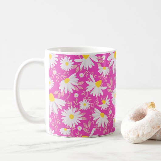 Spring Daisies - Roze Koffiemok (Met donut)