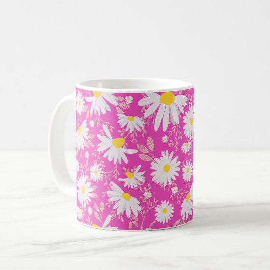 Spring Daisies - Roze Koffiemok (Voorkant links)