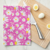 Spring Daisies - Roze Theedoek (Quarter Fold)