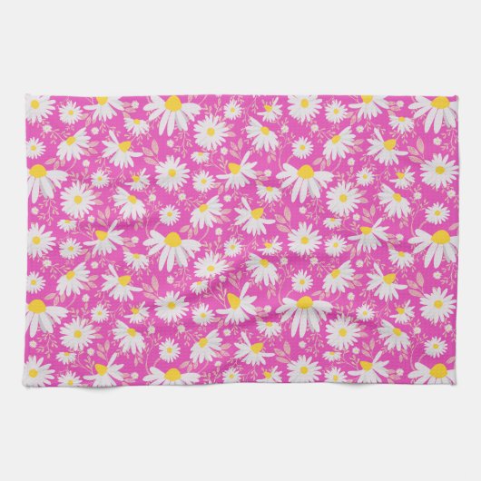 Spring Daisies - Roze Theedoek (Horizontaal)