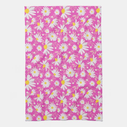 Spring Daisies - Roze Theedoek (Verticaal)