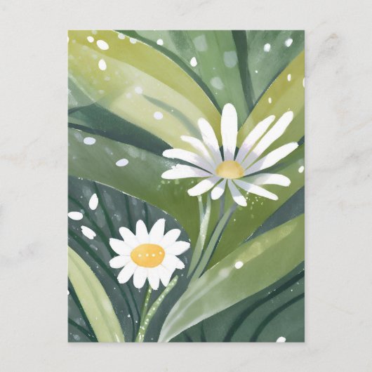 Spring Daisies | Waterverf witte bloem Briefkaart (Voorkant)