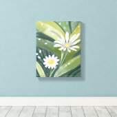 Spring Daisies | Waterverf witte bloem Canvas Afdruk (Insitu (Houten vloer))