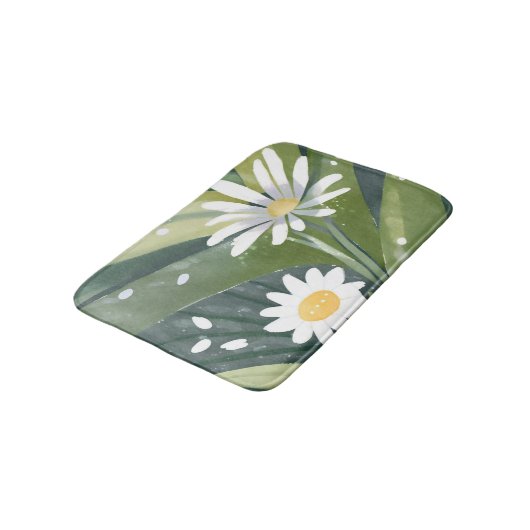 Spring Daisies | Waterverf Witte Bloementuin Badmat (Gekanteld)
