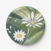 Spring Daisies | Waterverf Witte Bloementuin Papieren Bordje (Voorkant)