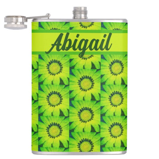 "Spring Daisy" aangepaste thermische getumbler Heupfles (Geopend)
