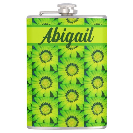 "Spring Daisy" aangepaste thermische getumbler Heupfles (Voorkant)