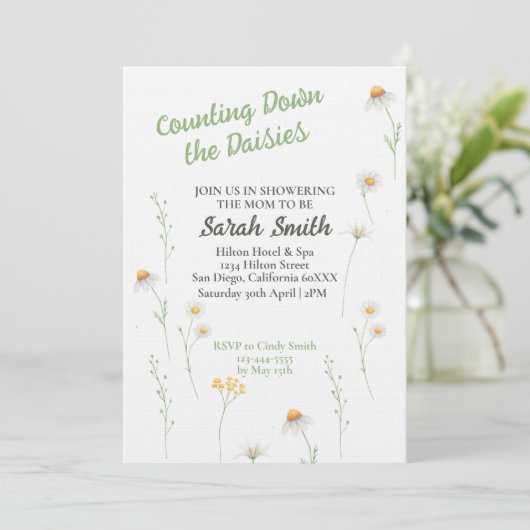 Spring Daisy Baby shower nodigt uit Kaart (Staand voorkant)