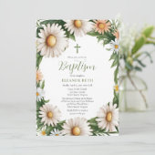 Spring Daisy Blooms Girl Floral Baptisme Kaart (Staand voorkant)