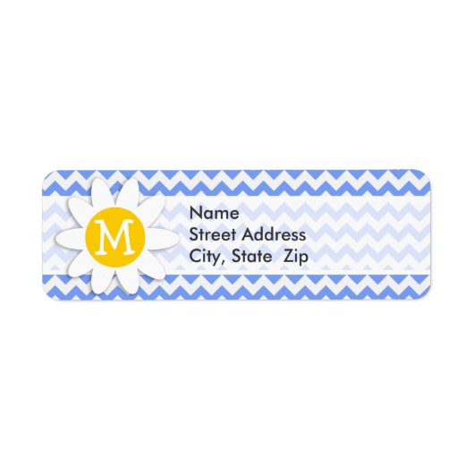 Spring Daisy, Blue Chevron Pattern Etiket (Voorkant)