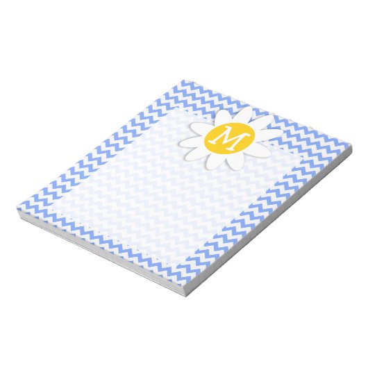 Spring Daisy, Blue Chevron Pattern Notitieblok (Linkerzijde)