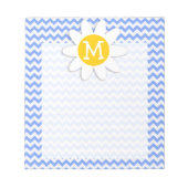 Spring Daisy, Blue Chevron Pattern Notitieblok (Voorkant)