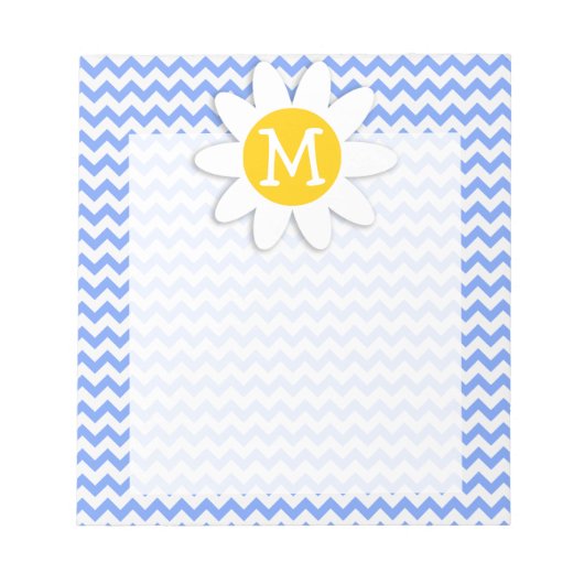 Spring Daisy, Blue Chevron Pattern Notitieblok (Voorkant)