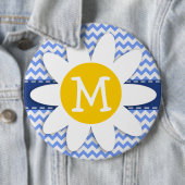 Spring Daisy, Blue Chevron Pattern Ronde Button 6,0 Cm (In situ)