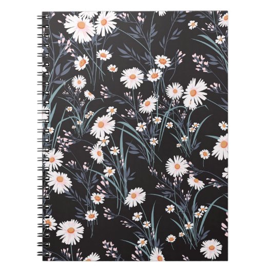 Spring Daisy Floral naadloos ontwerp Notitieboek (Voorkant)