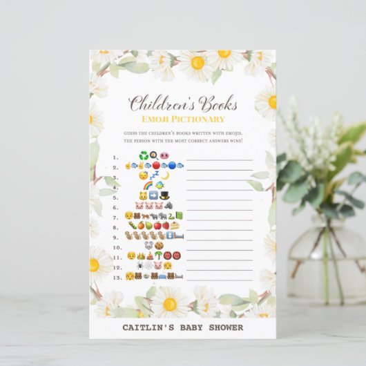 Spring Daisy Flower Baby shower Game (Staand voorkant)