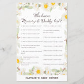 Spring Daisy Flower Baby shower Game (Voorkant)
