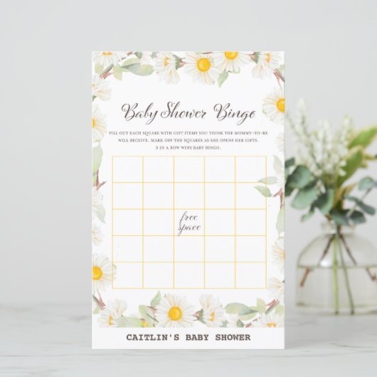 Spring Daisy Flower Baby shower Game (Staand voorkant)