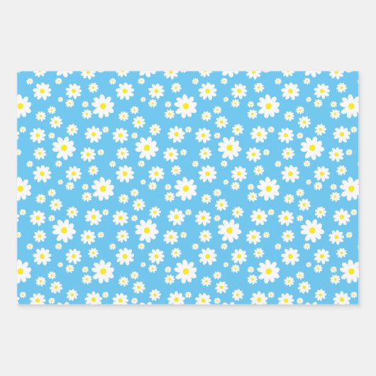 Spring Daisy Pattern Pastel Paars Blue Green Inpakpapier Vel (Voorkant 3)