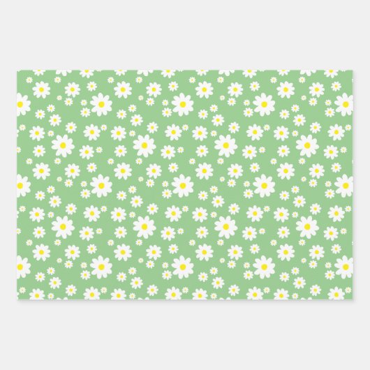 Spring Daisy Pattern Pastel Paars Blue Green Inpakpapier Vel (Voorkant 2)