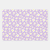 Spring Daisy Pattern Pastel Paars Blue Green Inpakpapier Vel (Voorkant)