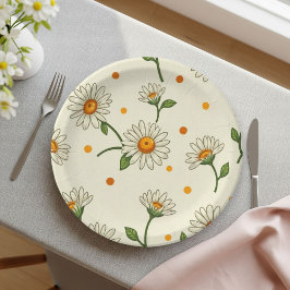Spring Daisy Picnic Party Paper Plates Papieren Bordje