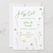 Spring Daisy Wedding Save the Date Invitation Kaart (Voorkant)