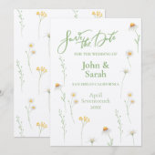 Spring Daisy Wedding Save the Date Invitation Kaart (Voorkant / Achterkant)