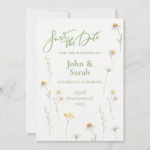 Spring Daisy Wedding Save the Date Invitation