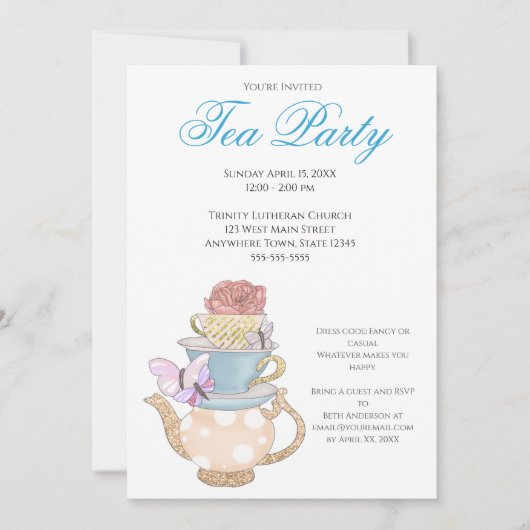 Spring Dames Tea Party Ideeën Kaart (Voorkant)