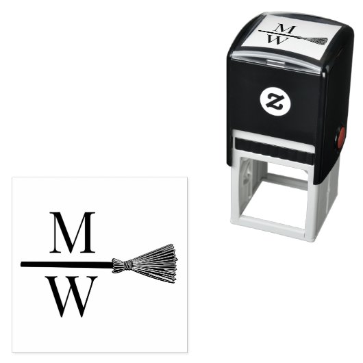 Spring de Bezem D Koppel Trouwen 2 Initiaal Monogr Zelfinktende Stempel (In situ)